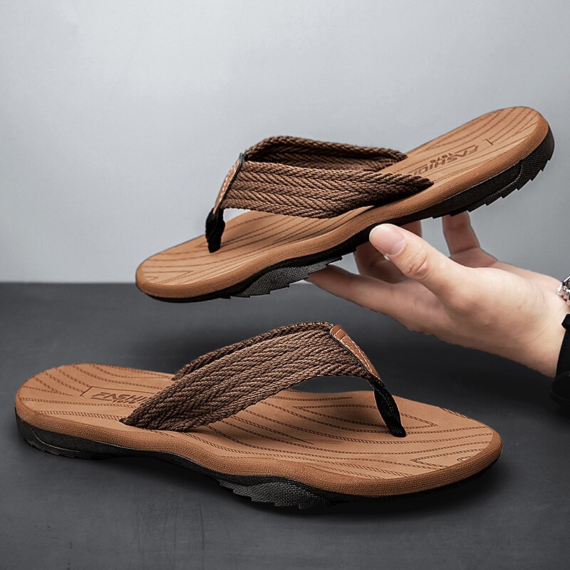 Casual Flip-Flops – Braided Straps & Textured Sole