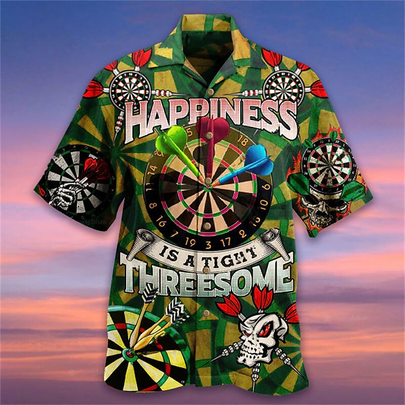 Camisa de dardos Camisa hawaiana de verano Camisa Aloha Camisa de manga corta