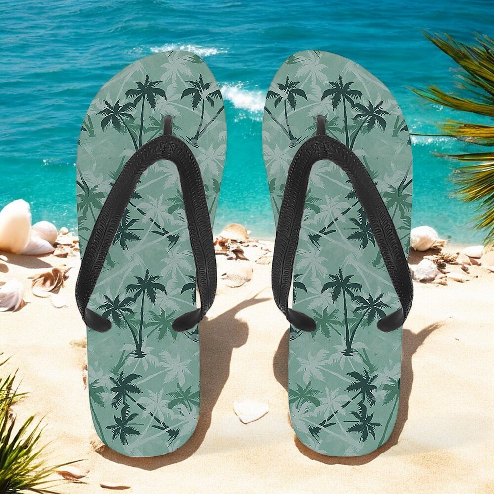 Hawaiian Coconut Tree Pattern Beach Flip Flops