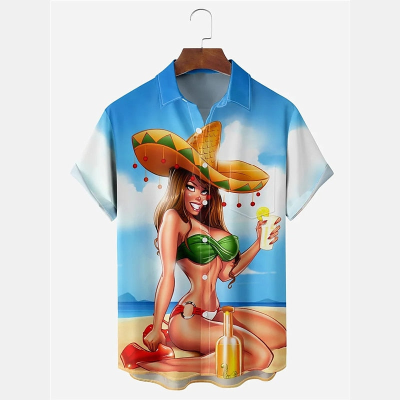 Camisa hawaiana de verano con letras Hula para niñas