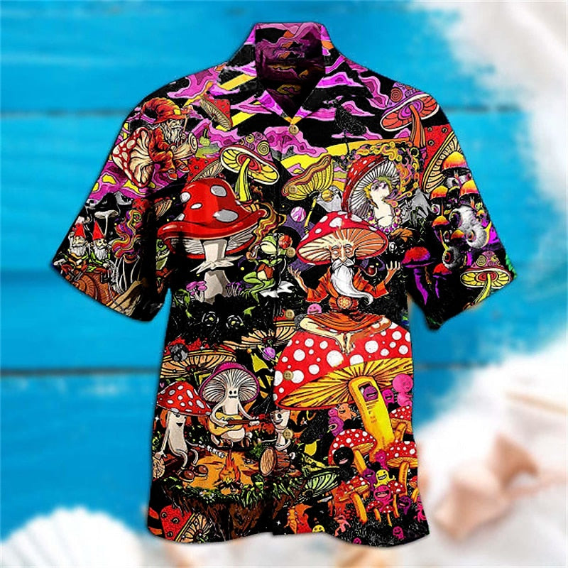 Camisa de hongo Camisa hawaiana de verano Camisa Aloha Camisa
