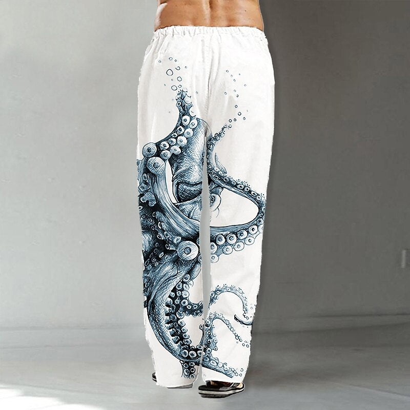 Pantalones de verano con diseño de pulpo vibrante