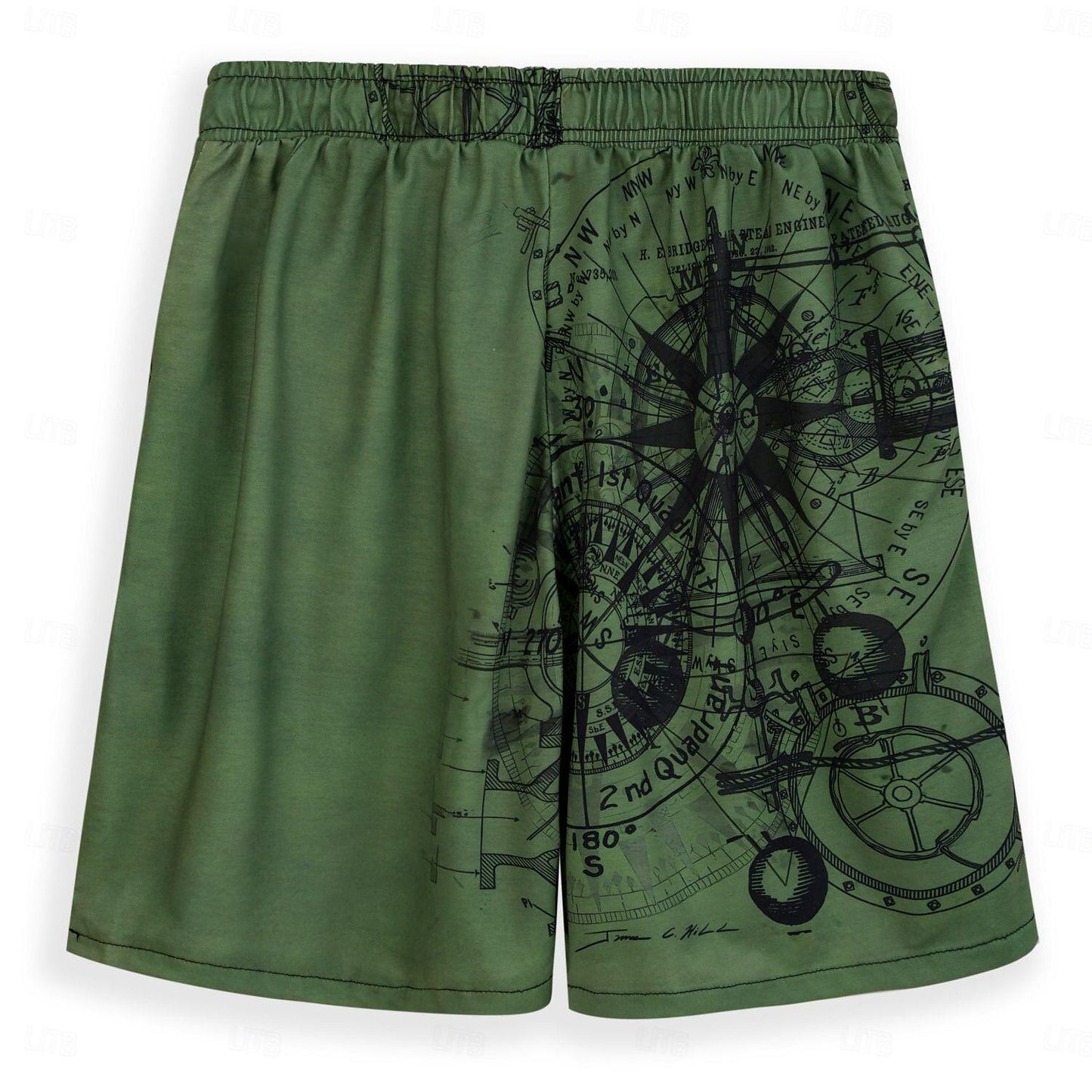 Nautical Graphic Prints Compass Sweat Shorts