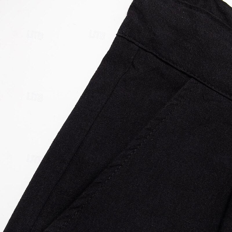Pleated Drawstring Straight-Leg Beach Pants