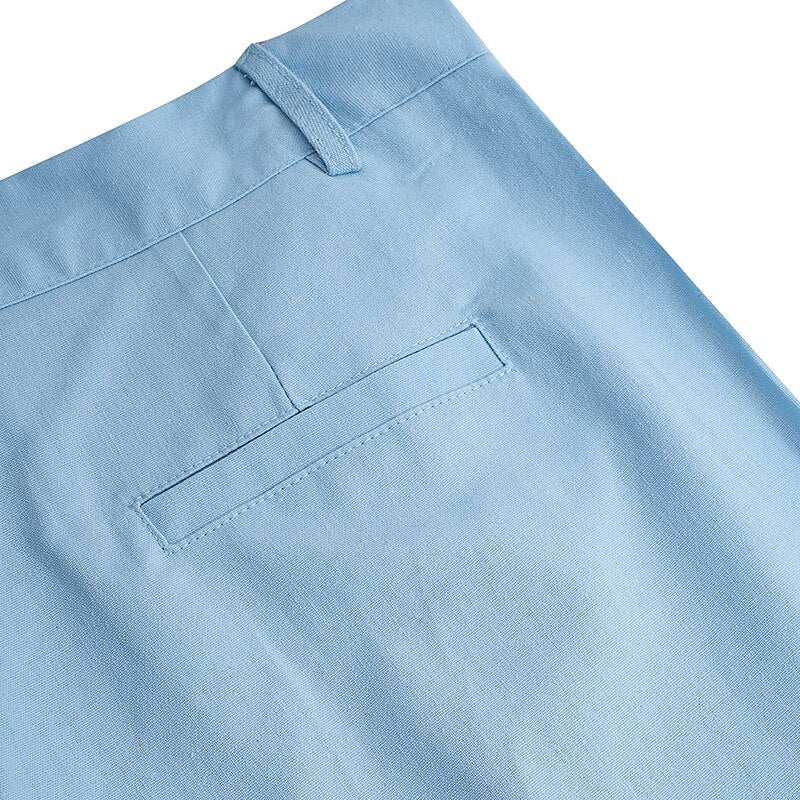Linen Straight-Leg Business Pants