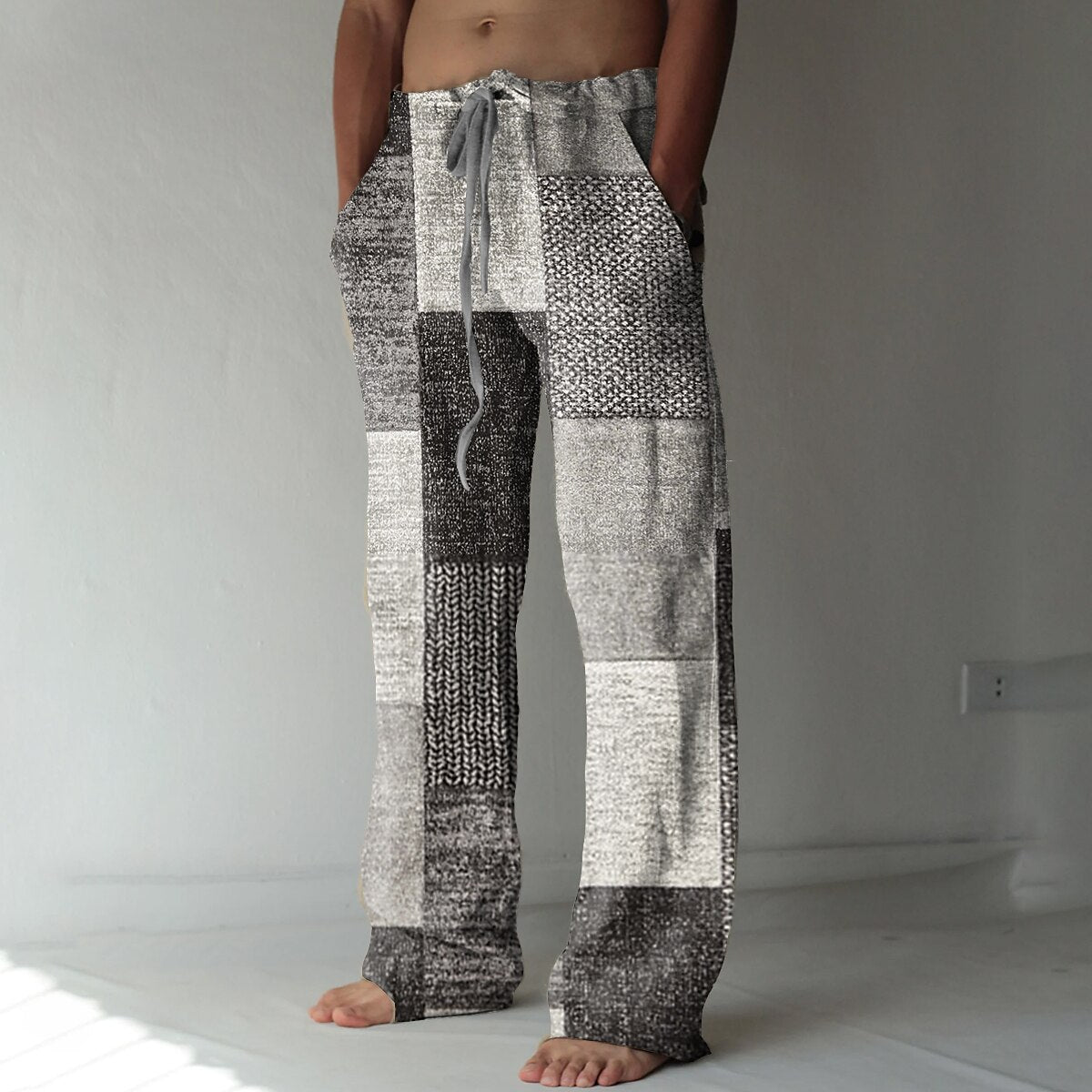 Color Block Drawstring Trousers Pants