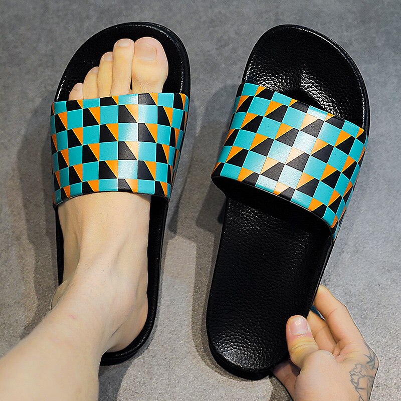 Vibrant Geometric Slide Sandals