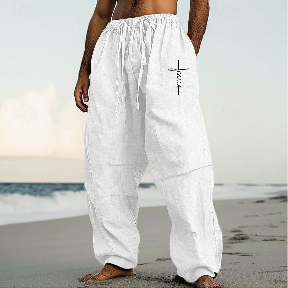 Baggy Linen Drawstring Pants