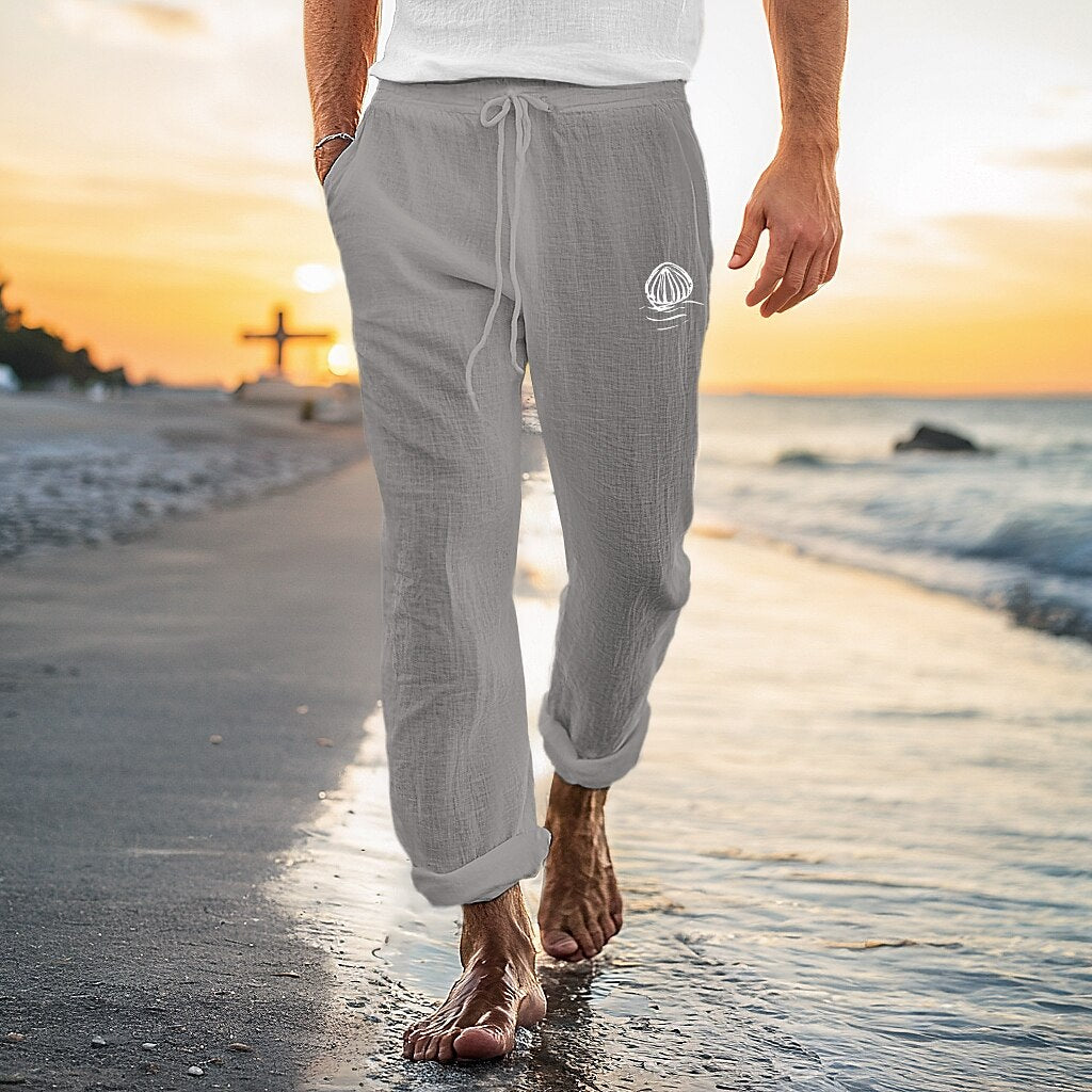 Classic Style Linen Drawstring Pants