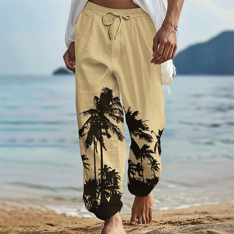 Coconut Tree Linen Baggy Pants