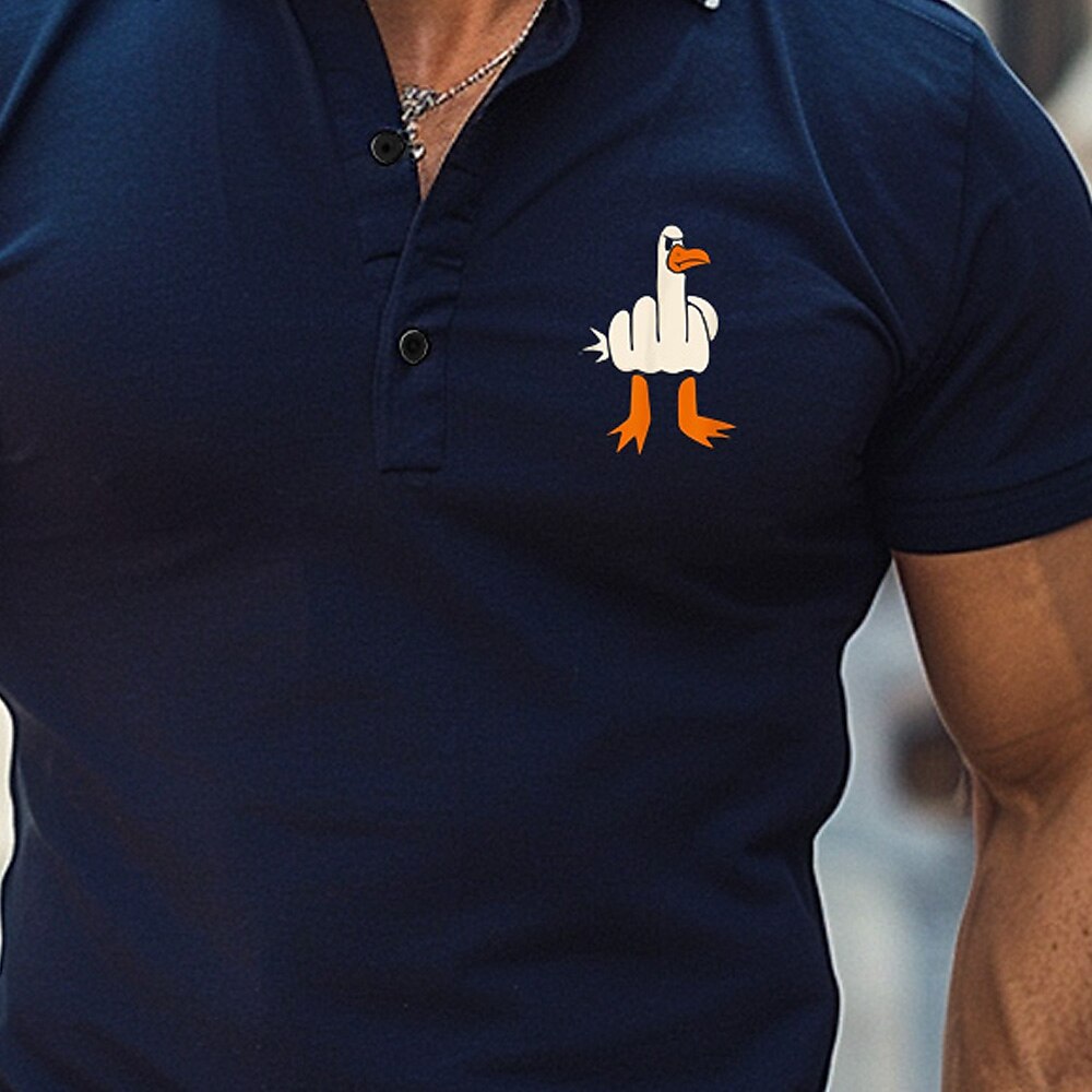 Funny Duck Pattern Polo Shirt Casual Vacation