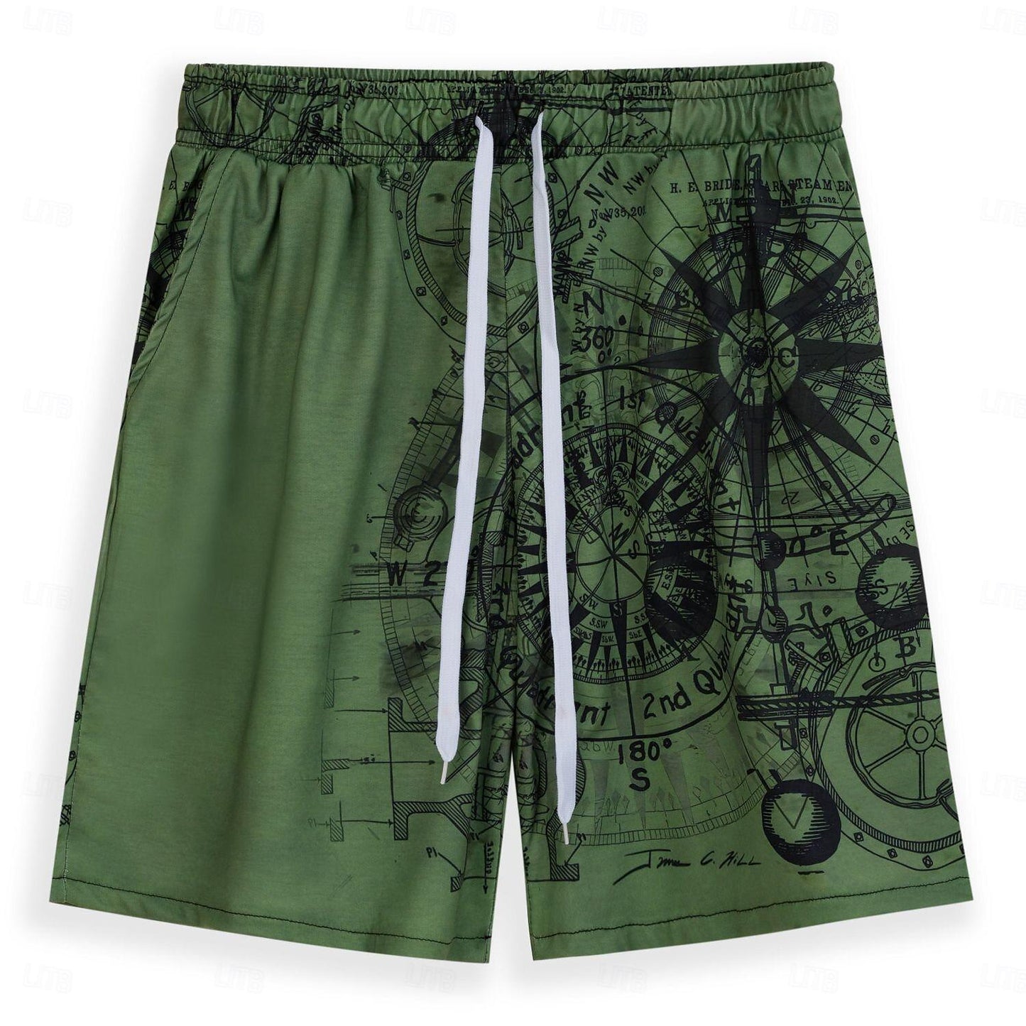 Nautical Graphic Prints Compass Sweat Shorts