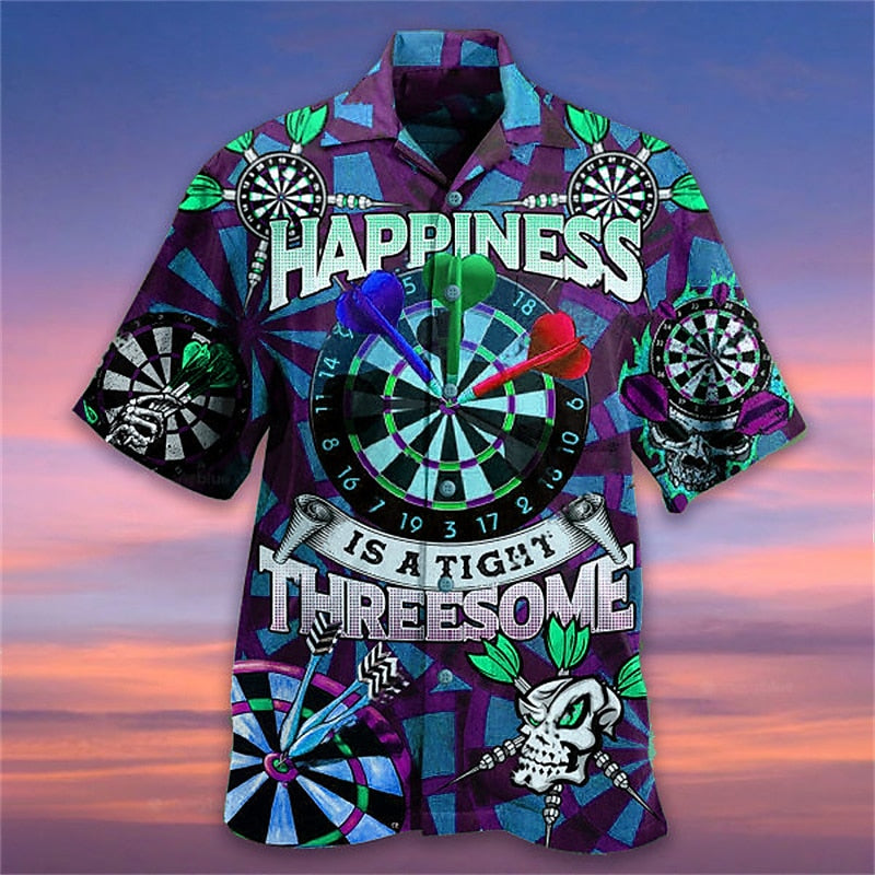 Camisa de dardos Camisa hawaiana de verano Camisa Aloha Camisa de manga corta