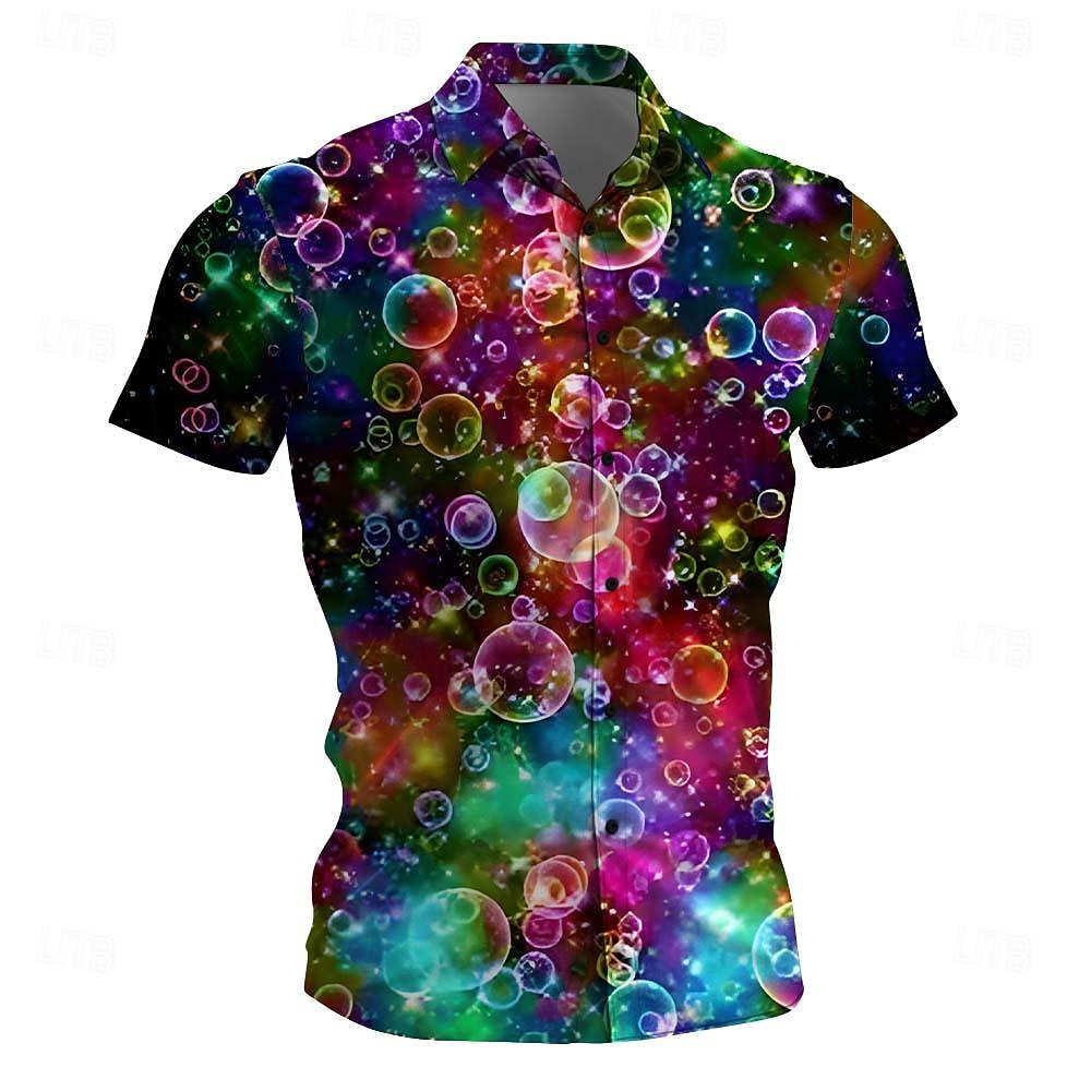 Camisa con estampado geométrico y botones de manga corta