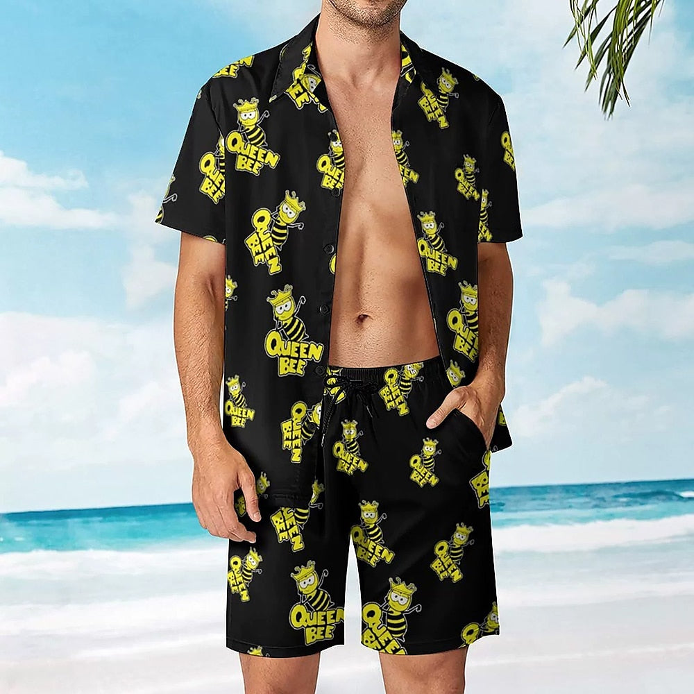 Little Bee Print Hawaiian Shirt Set