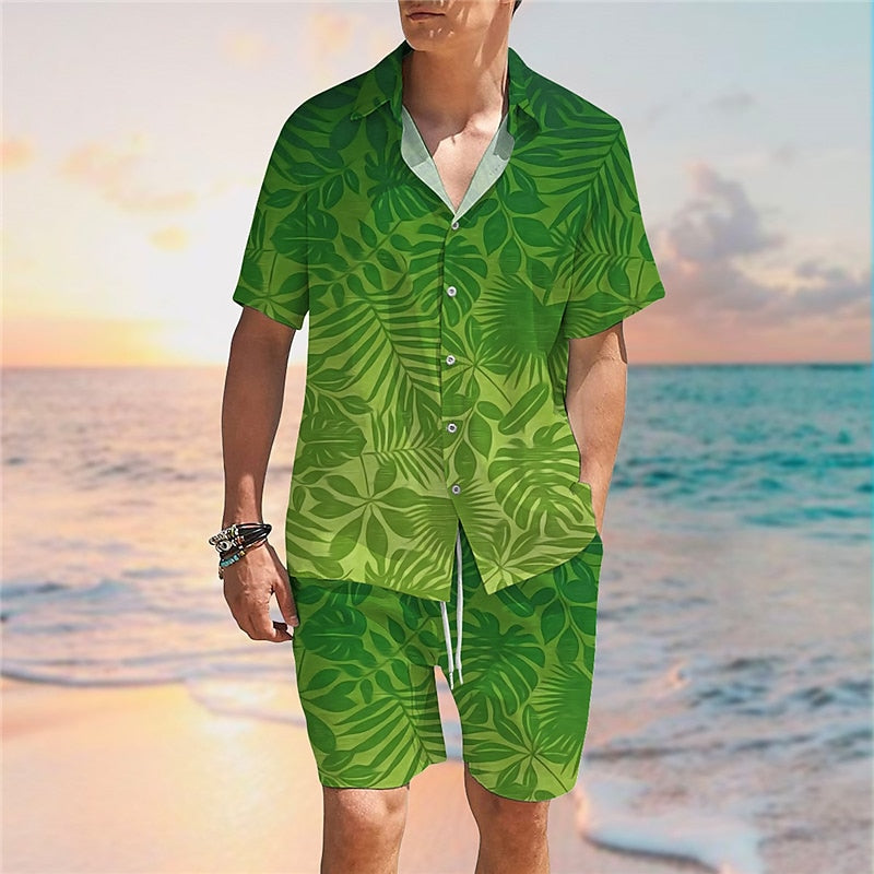 Hawaiian Tropicals Leaf Shirt Set