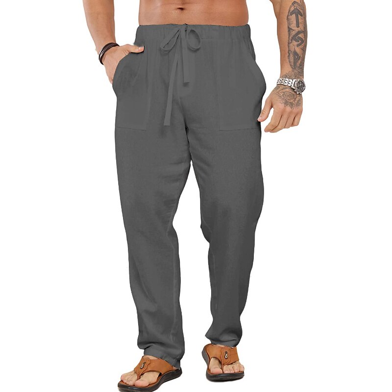 Linen Cotton Blend Beach Pants