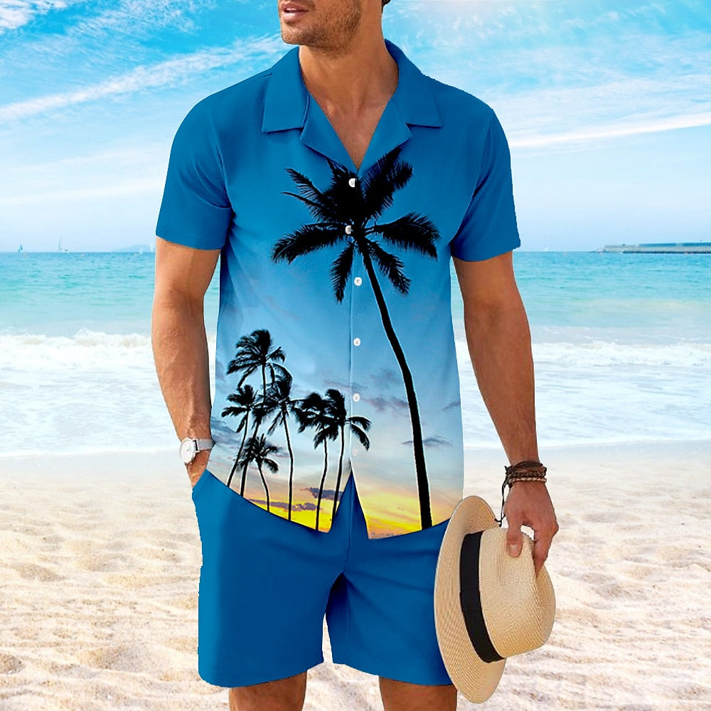 Coconut Palm 2-Piece Hawaiian Shirt Set
