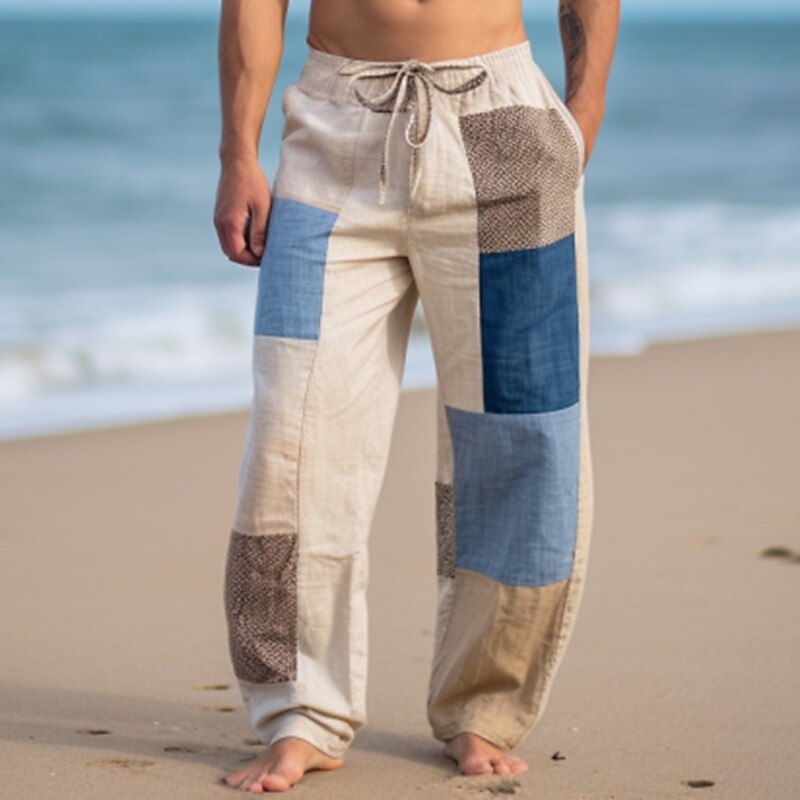 Color Block Patchwork Beach Pants