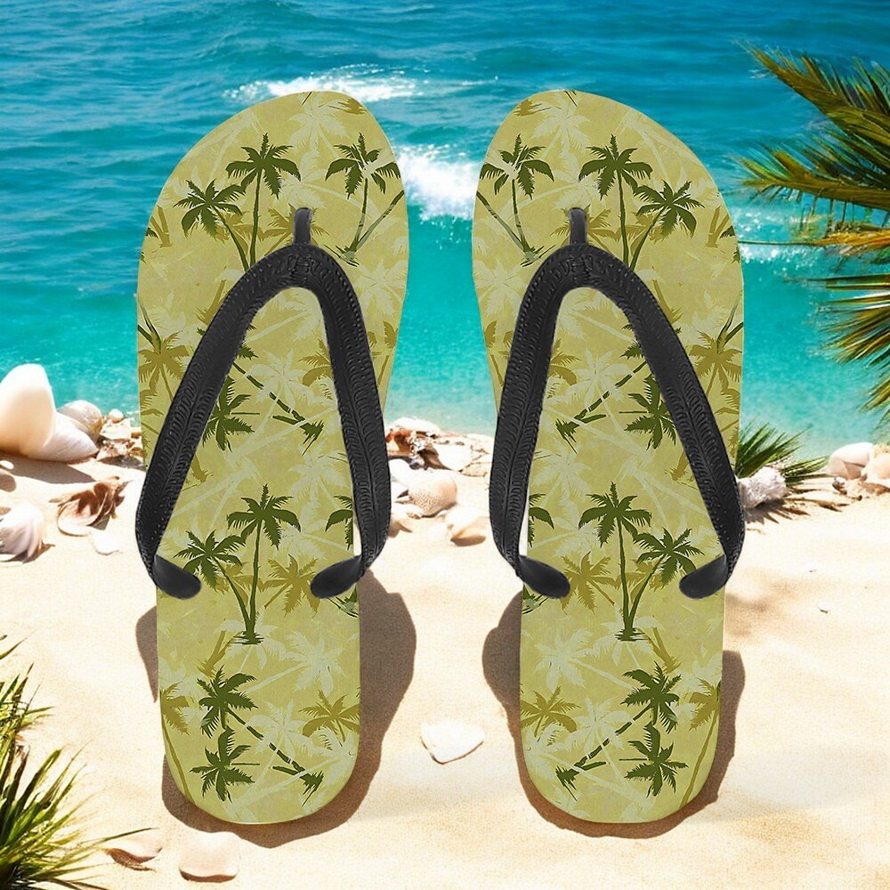 Hawaiian Coconut Tree Pattern Beach Flip Flops