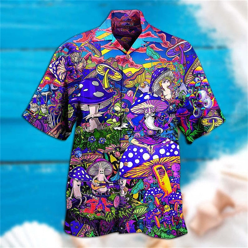 Camisa de hongo Camisa hawaiana de verano Camisa Aloha Camisa
