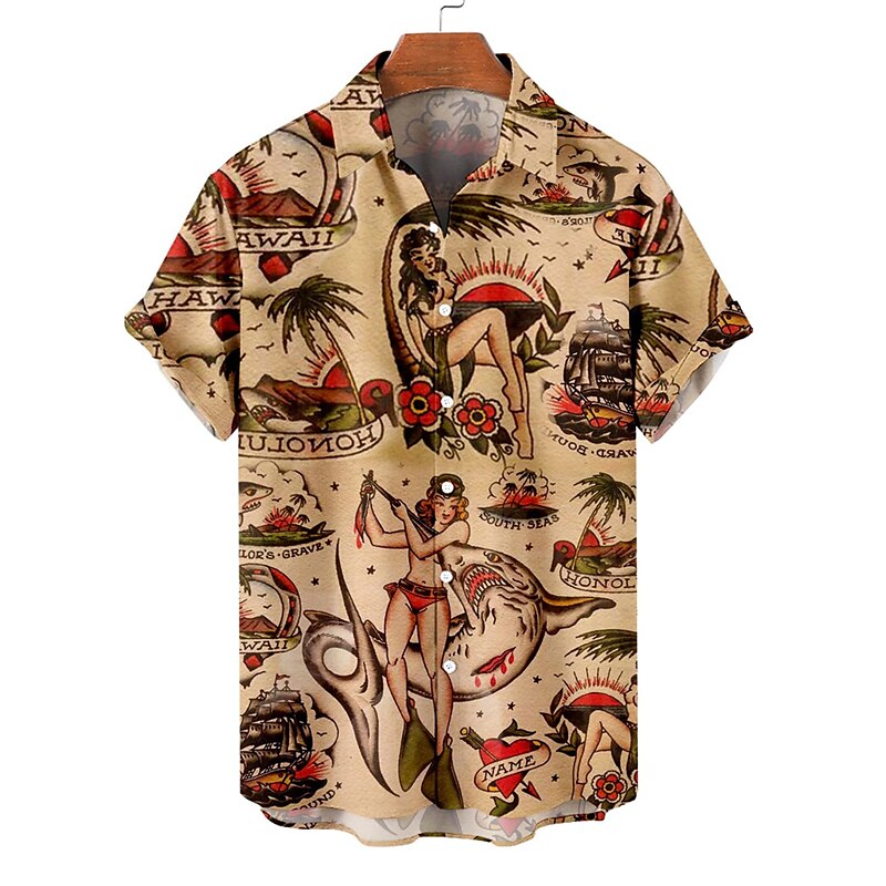 Palm Leaf Pin Up Girl Shirt