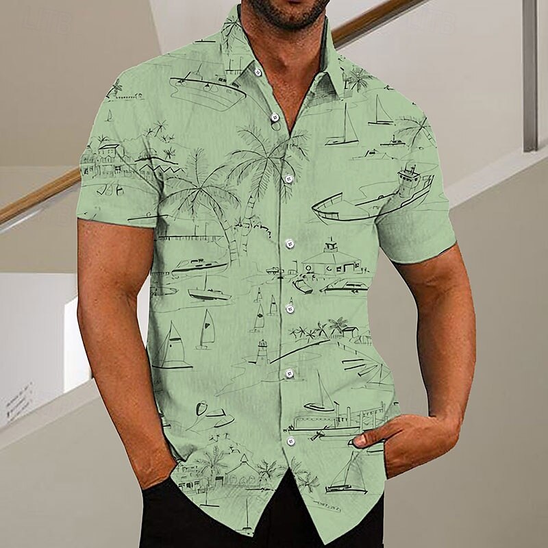 Coconut Tree Graffiti Aloha Shirt
