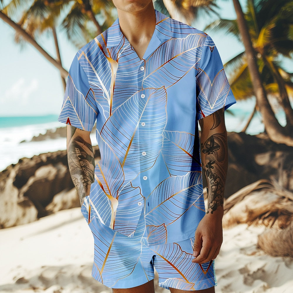 Palm Leaf Tropical Plants Shirt Set