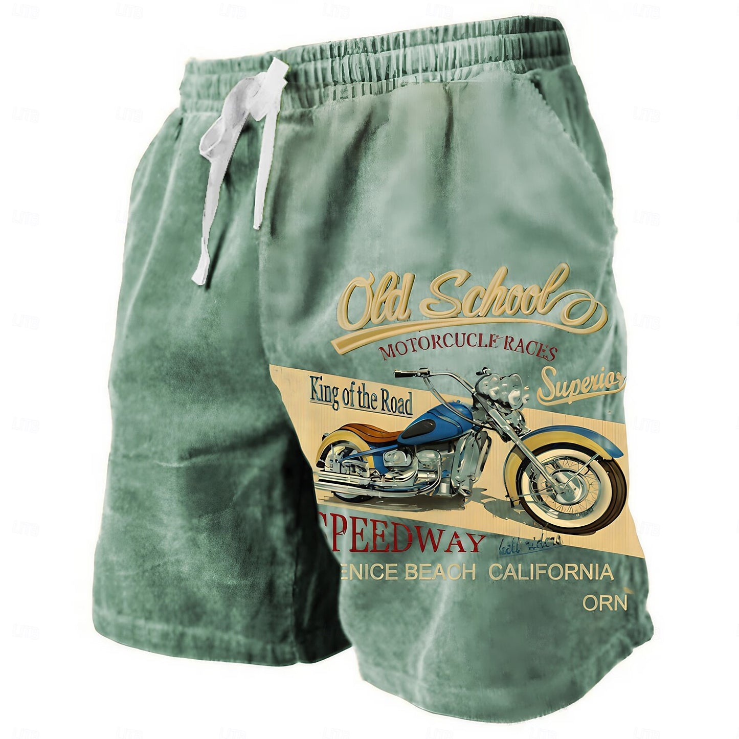 Letter Graphic Prints Motorcycle Sweat Shorts