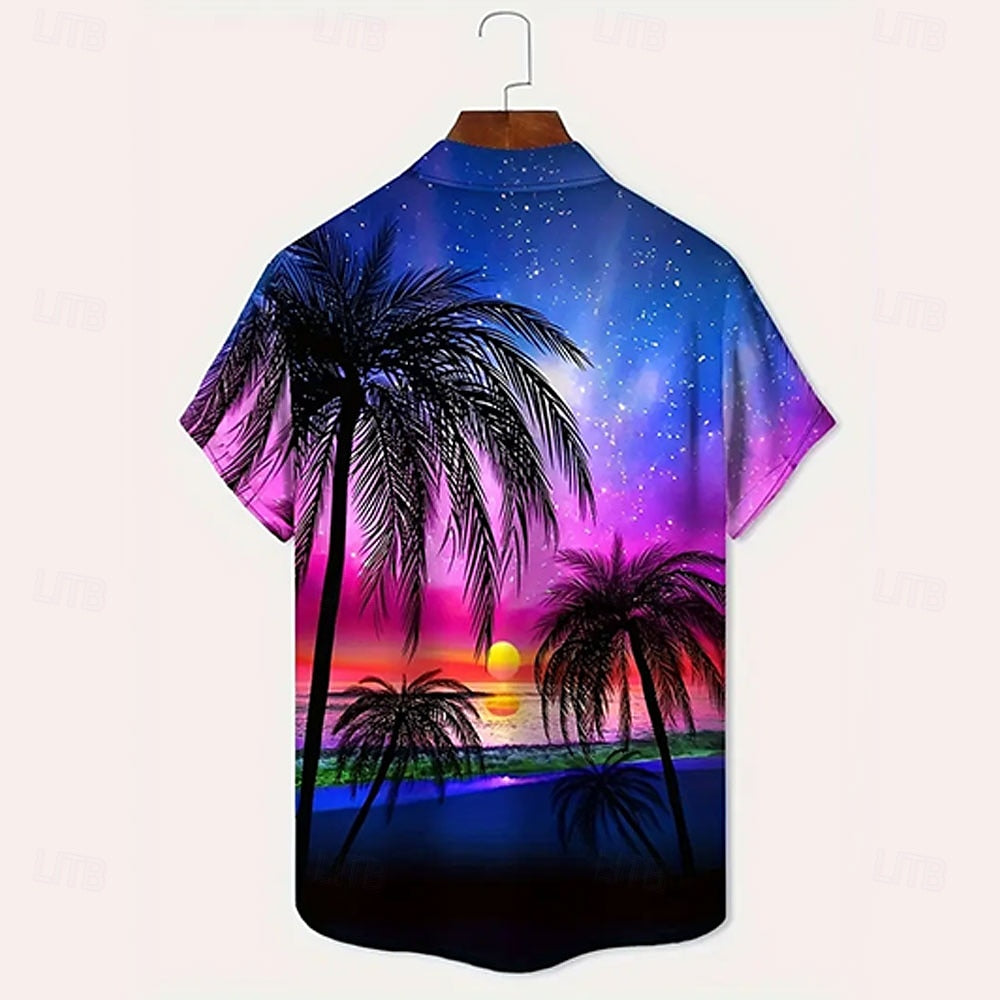 Camiseta con cielo estrellado y árbol de coco