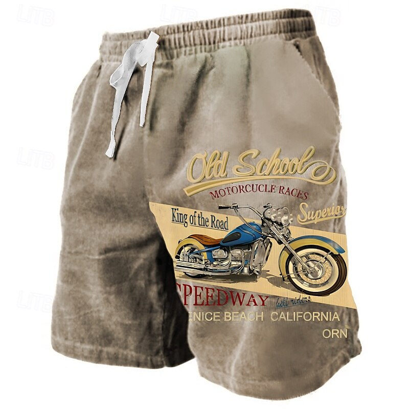 Letter Graphic Prints Motorcycle Sweat Shorts