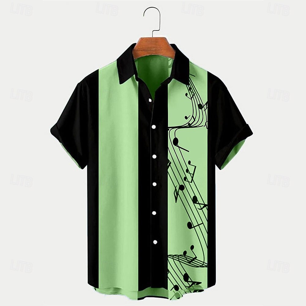 Camisa de bolos de verano con notas musicales