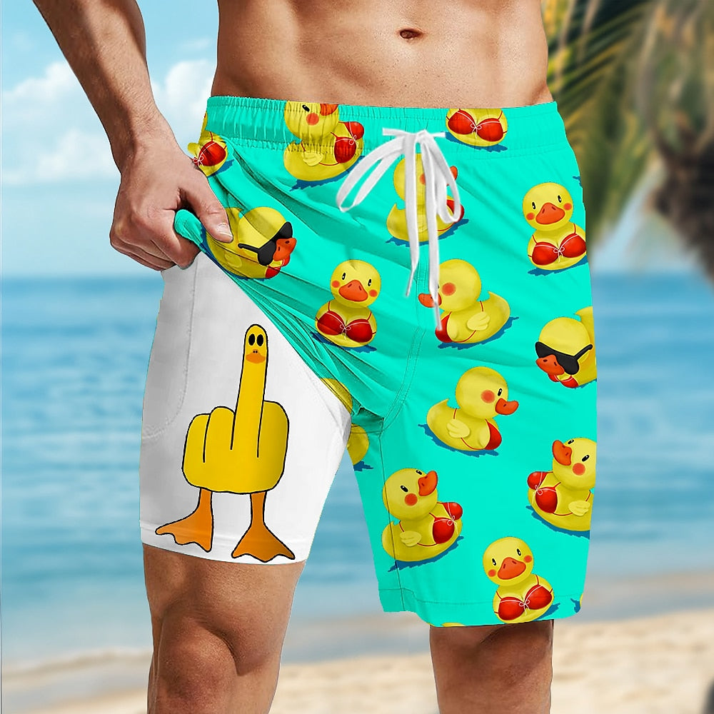 Little Yellow Duck 2-in-1 Board Shorts