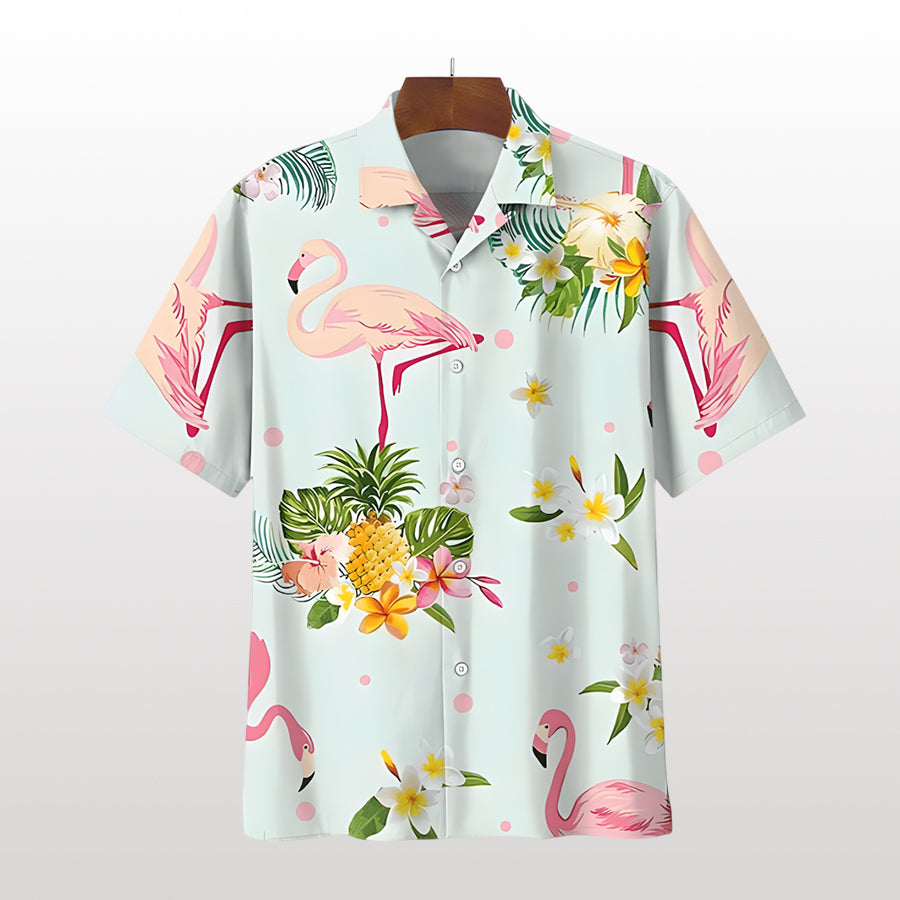 Flamingo Tropical Print Shirt
