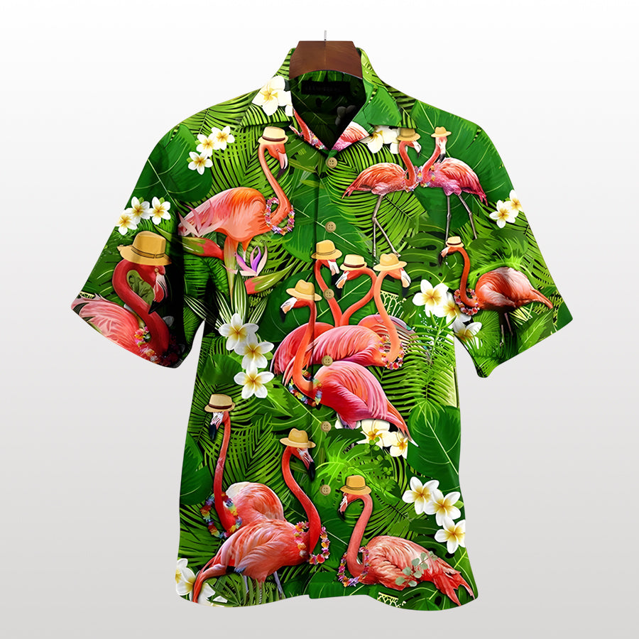 Flamingo Tropical Print Shirt