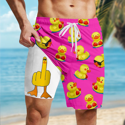 Little Yellow Duck 2-in-1 Board Shorts