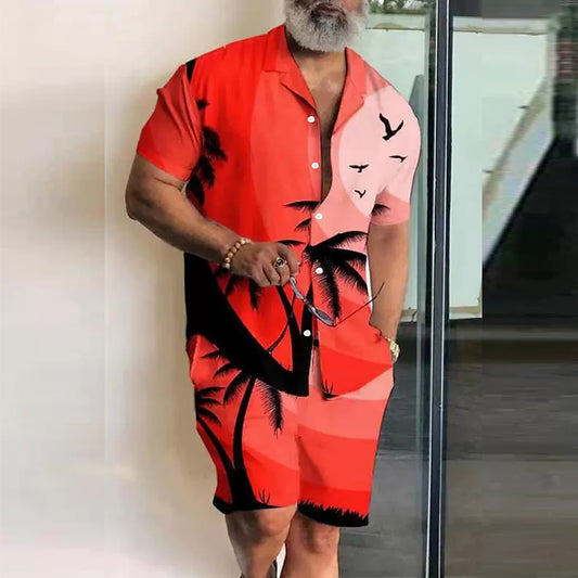 Palm Tree 2-Piece Cuban Set Red