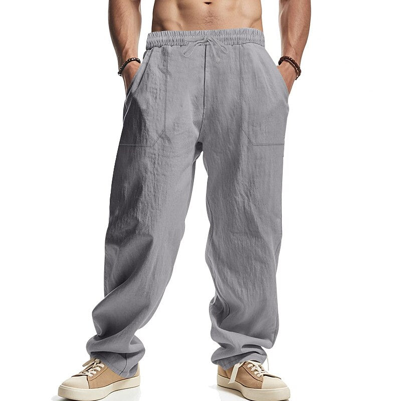 Classic Linen Straight-Leg Pants
