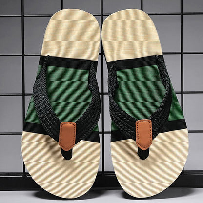 Colorblocked Mesh Strap Flip Flops