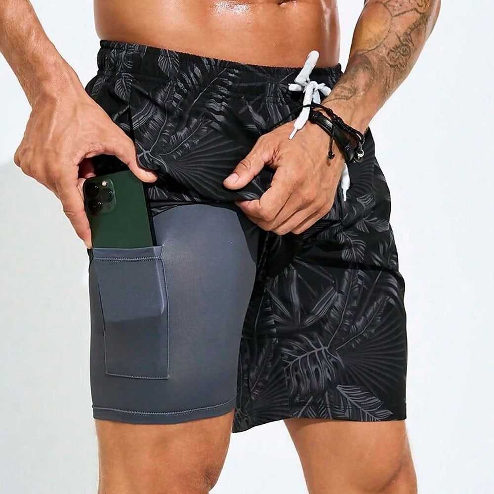 Palm Leaf Tropical 2-in-1 Board Shorts
