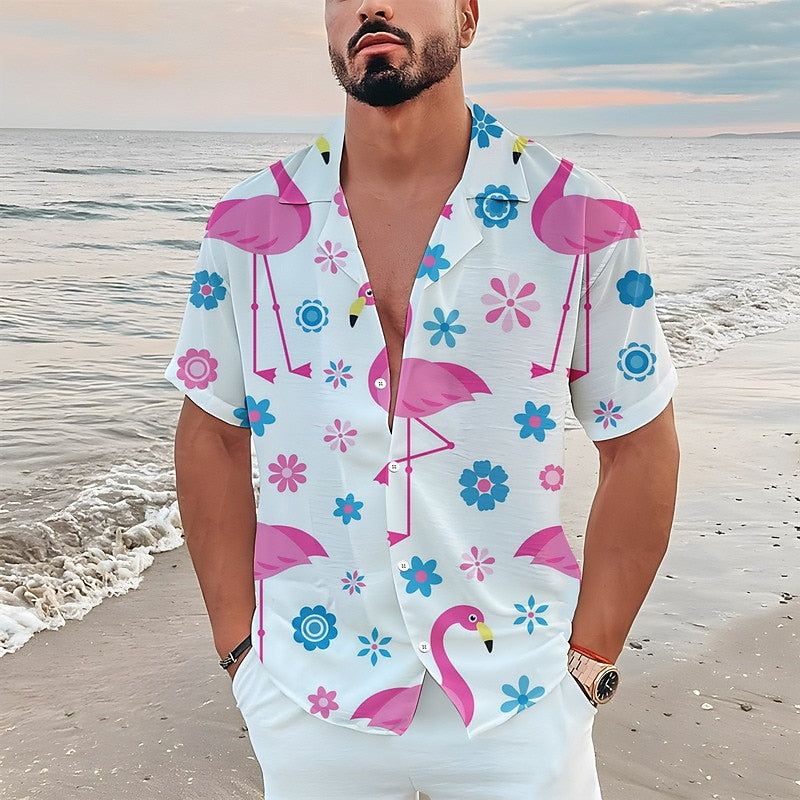 Floral Flamingo Aloha Shirt