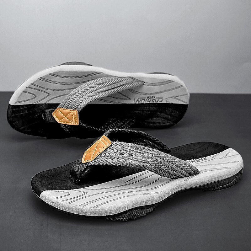 Casual Flip-Flops – Braided Straps & Textured Sole