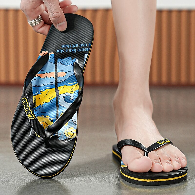 Artistic Flip-Flops – Blue & Yellow Print