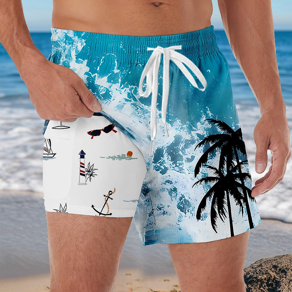Coconut Tree Ocean 2-in-1 Board Shorts