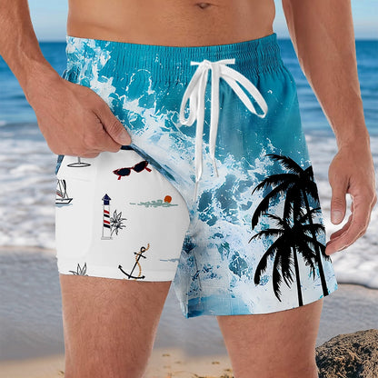 Coconut Tree Ocean 2-in-1 Board Shorts