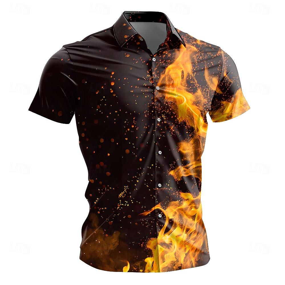 Casual Dark Flame Button Up Shirt