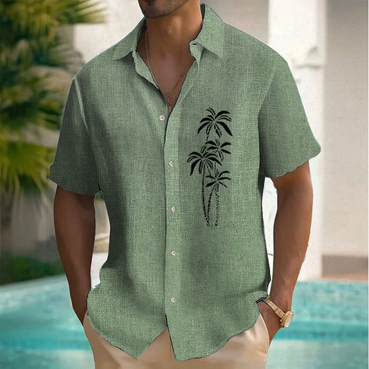 Coconut Tree Linen Hawaiian Shirt
