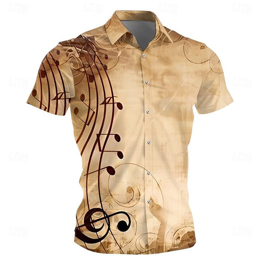 Camisa con notas musicales Camisa abotonada corta