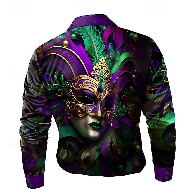 Mardi Gras Mask Satin Shirt