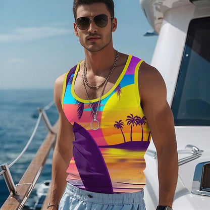 Coconut Palm Sleeveless 3D Print Tee